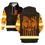 2 Hi Vis Hoodie Reflective Pattern Skull And Eagle Custom Name Safety Workwear 014