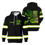 2 Hi Vis Hoodie Reflective Skull American US Flag Custom Name Safety Workwear