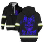 2 Hi Vis Hoodie Reflective Skull I'm Never Alone Blue Neon Custom Name