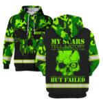 2 Hi Vis Hoodie Reflective Skull My Scars Tell Story Camo Green Neon Custom Name 020