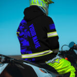 2 Hi Vis Hoodie Reflective Skull US Flag Camo Blue Neon Custom Name