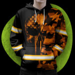 2 Hi Vis Hoodie Reflective Skull US Flag Camo Orange Neon Custom Name