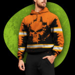 2 Hi Vis Hoodie Reflective Tapes Orange Skull Custom Name Sa