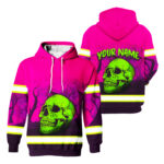 2 Hi Vis Hoodie Reflective Tapes Pink Forest Green Skull With Chain Safety