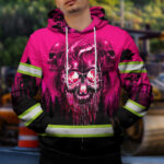 2 Hi Vis Hoodie Reflective Tapes Skull Pink Neon Workwear Safety