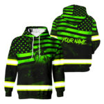 2 Hi Vis Hoodie Reflective USA Flag Eagle Patriotic Orange Neon Custom Name