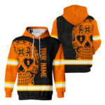 2 Hi Vis Hoodie Skull Custom Name Reflective Safety Workwear