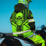 2 Hi Vis Hoodie Skull Flag American Reflective Safety Workwear