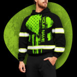 2 Hi Vis Hoodie Skull Flag Custom Name Reflective Safety Workwear