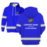 2 Hi Vis Hoodie Violet Custom Name, Logo And Company Reflective Safety Workwear
