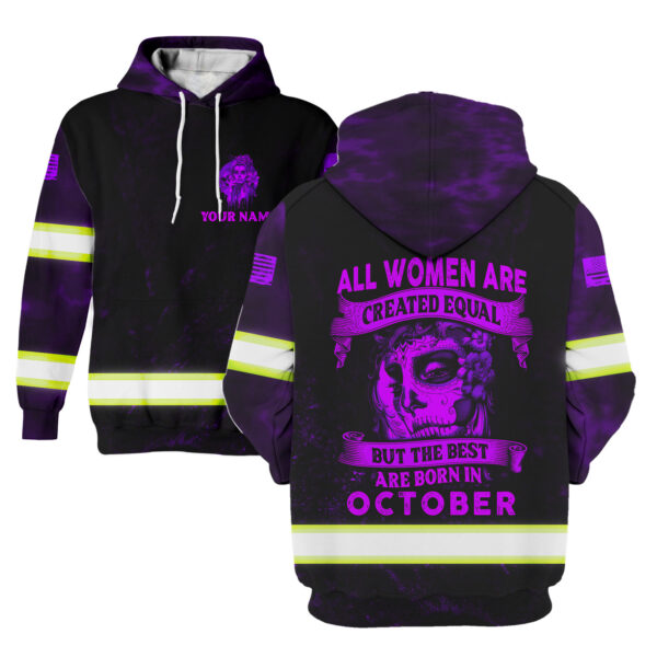 2 Hi Vis Hoodie Violet Reflective Pattern Skull Custom Name Safety Workwear 028