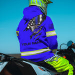 2 Hi Vis Hoodie Violet Skull Scratch Custom Name Reflective Safety Workwear