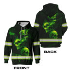 2 Hi Vis Shirt Reflective Tapes Green Skull Custom Name Safety Workwear