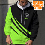 3 Hi Vis Hoodie Balck And Green Custom Name And Logo Reflective Safety Workwear