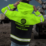 3 Hi Vis Hoodie Black And Green Reflective Pattern Custom Name, Logo &amp; Company Safety Workwear 025