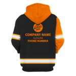 3 Hi Vis Hoodie Black And Orange Custom Name, Logo, Company Reflective Safety Workwear
