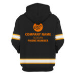 3 Hi Vis Hoodie Black &amp; Orange Custom Name, Company And Logo Reflective Safety Workwear