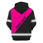 3 Hi Vis Hoodie Black &amp; Pink Custom Name, Logo Reflective Safety Workwear