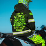 3 Hi Vis Hoodie Black Reflective Pattern Skull I Can Fix Stupid Custom Name Safety Workwear