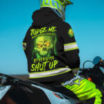 3 Hi Vis Hoodie Black Reflective Pattern Skull Safety Workwear 003