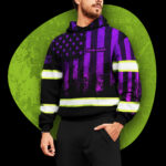 3 Hi Vis Hoodie Custom Name Pattern Flag USA Reflective Safety Workwear