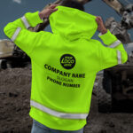 3 Hi Vis Hoodie Green Custom Name, Logo And Company Reflective Safety Workwear