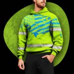 3 Hi Vis Hoodie Green Flag American Custom Name Reflective Safety Workwear