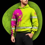3 Hi Vis Hoodie Green Reflective Pattern Skull Custom Name Safety Workwear