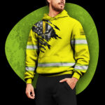 3 Hi Vis Hoodie Green Skull Flag American Custom Name Reflective Safety Workwear