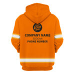 3 Hi Vis Hoodie Orange Custom Name, Company &amp; Logo Reflective Safety Workwear