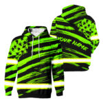 3 Hi Vis Hoodie Reflective America Flag Patriotic Green Neon Custom Name