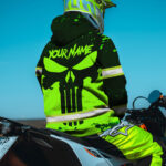 3 Hi Vis Hoodie Reflective Blue Neon Skull USA Flag Custom Name