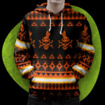 3 Hi Vis Hoodie Reflective Buff's Skull Native Pride Orange Neon Custom Name