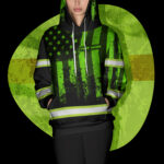 3 Hi Vis Hoodie Reflective Flag USA Custom Name Safety Workwear For Men