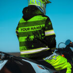 3 Hi Vis Hoodie Reflective Green Vintage US Flag Patriotic Custom Name Safety
