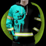 3 Hi Vis Hoodie Reflective Mint Neon Skull US Flag Custom Name