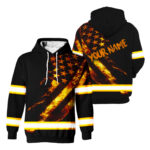 3 Hi Vis Hoodie Reflective Orange America Flag Patriotic Custom Name