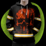 3 Hi Vis Hoodie Reflective Orange Neon Skull USA Flag Custom Name