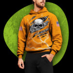 3 Hi Vis Hoodie Reflective Orange Pattern Skull Safety Workwear 101