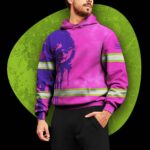 3 Hi Vis Hoodie Reflective Pink Pattern Skull Custom Name Safety Workwear