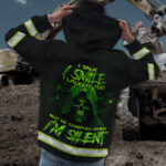 3 Hi Vis Hoodie Reflective Skull Be Careful When I'm Silent Green Neon