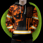 3 Hi Vis Hoodie Reflective Skull Camo Neon US Flag Custom Name