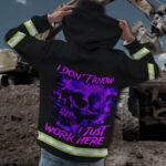 3 Hi Vis Hoodie Reflective Skull I don't know I Just Work Here Violet Neon 010