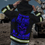 3 Hi Vis Hoodie Reflective Skull I'm Never Alone Blue Neon Custom Name