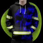 3 Hi Vis Hoodie Reflective Skull US Flag Camo Blue Neon Custom Name