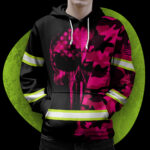 3 Hi Vis Hoodie Reflective Skull US Flag Camo Pink Neon Custom Name Safety