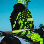 3 Hi Vis Hoodie Reflective Tapes Green Neon US Flag Custom Name Logo