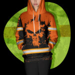 3 Hi Vis Hoodie Reflective Tapes Orange Skull Custom Name Sa