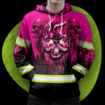 3 Hi Vis Hoodie Reflective Tapes Skull Pink Neon Workwear Safety