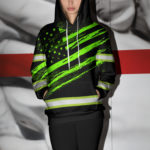 3 Hi Vis Hoodie Reflective US Flag Patriotic Custom Name Safety Workwear